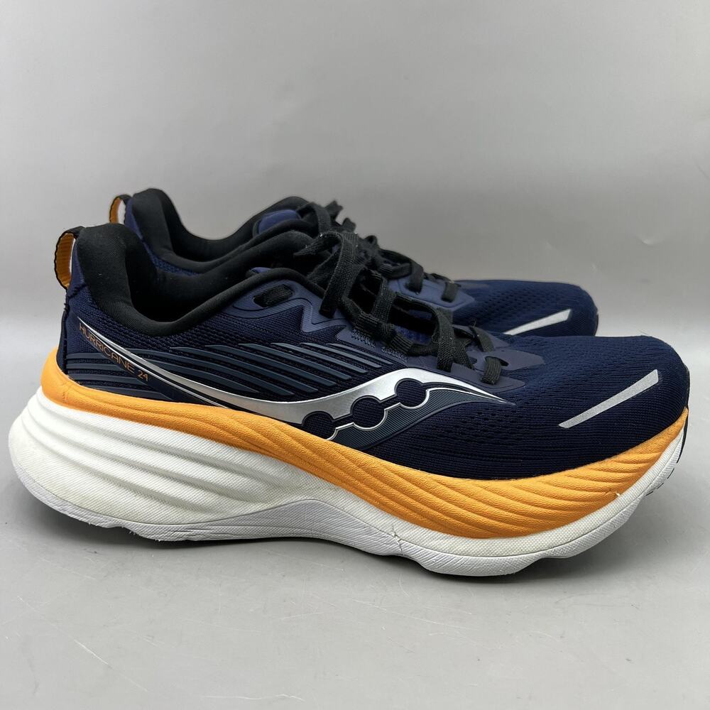 Saucony Hurricane 24 Running Shoes Men Size 8 Blue Orange Comfort Low Sneakers